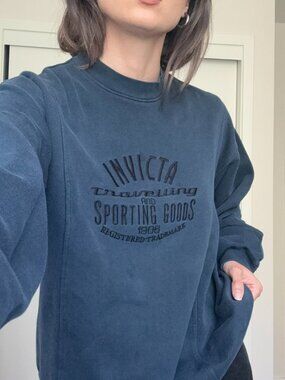 Invicta Italy Sporting Goods Embroidered Blue Crewneck Sweatshirt